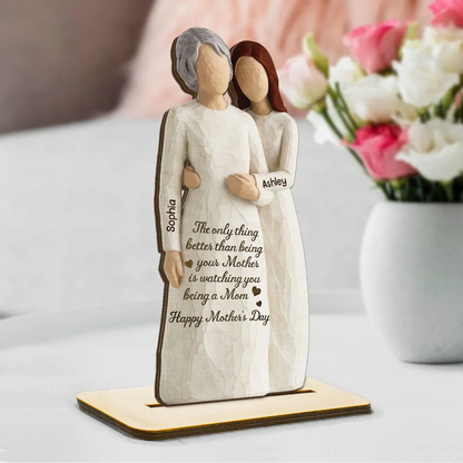 Daughter Watching You Be A Mom 2D Flat - Personalized 2-Layered Wooden Plaque - Mother's Day Gift For Daughter From Mom