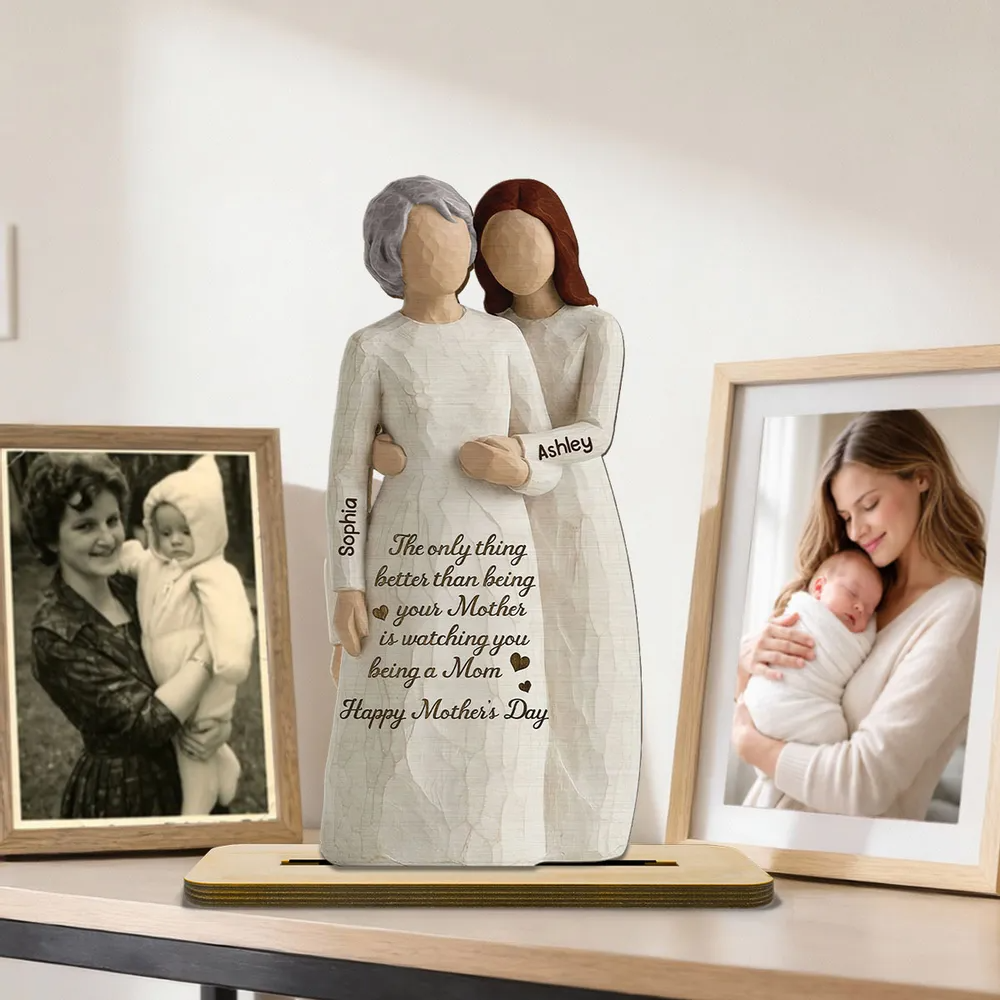 Daughter Watching You Be A Mom 2D Flat - Personalized 2-Layered Wooden Plaque - Mother's Day Gift For Daughter From Mom
