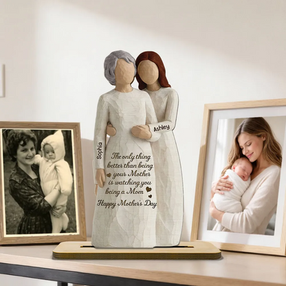 Daughter Watching You Be A Mom 2D Flat - Personalized 2-Layered Wooden Plaque - Mother's Day Gift For Daughter From Mom
