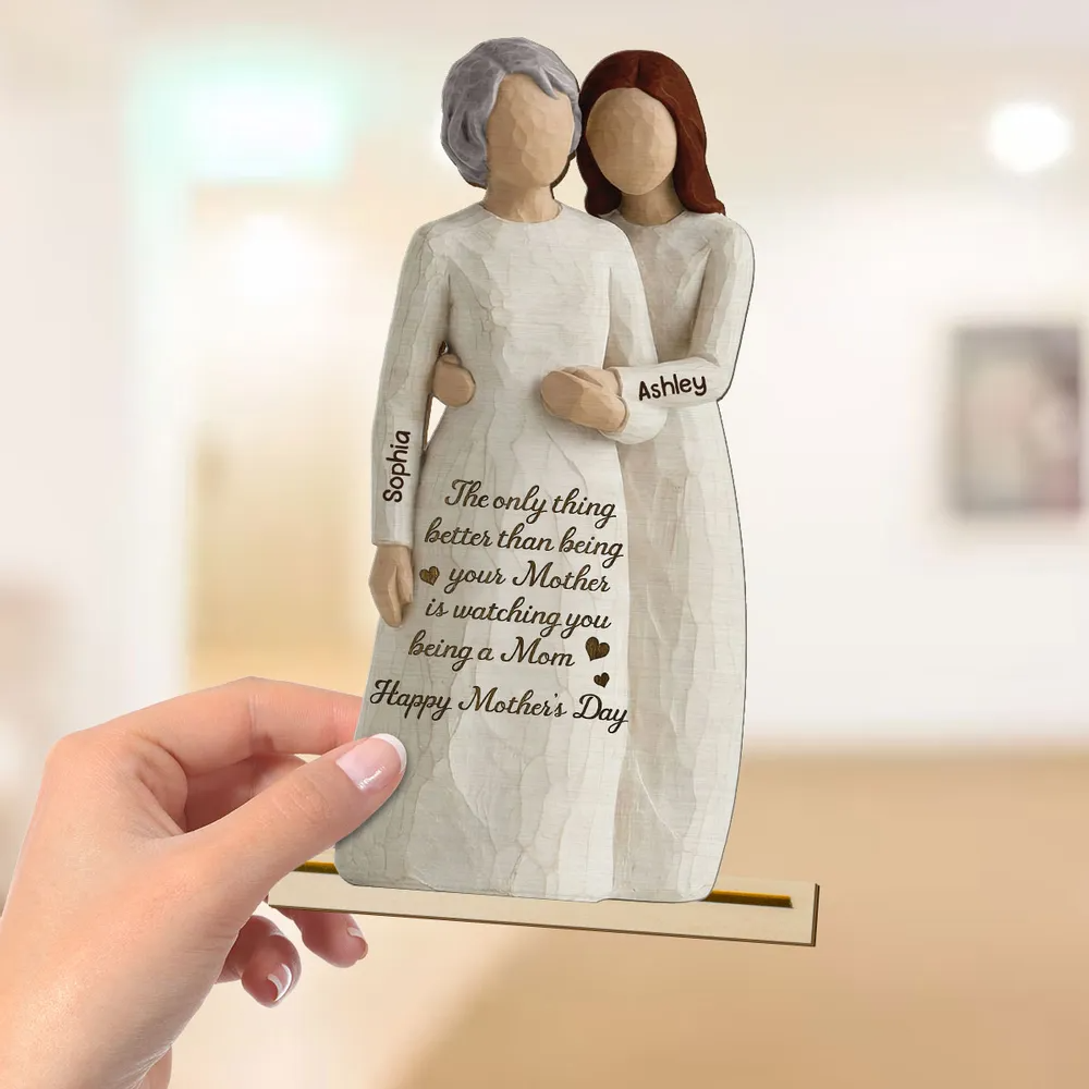 Daughter Watching You Be A Mom 2D Flat - Personalized 2-Layered Wooden Plaque - Mother's Day Gift For Daughter From Mom