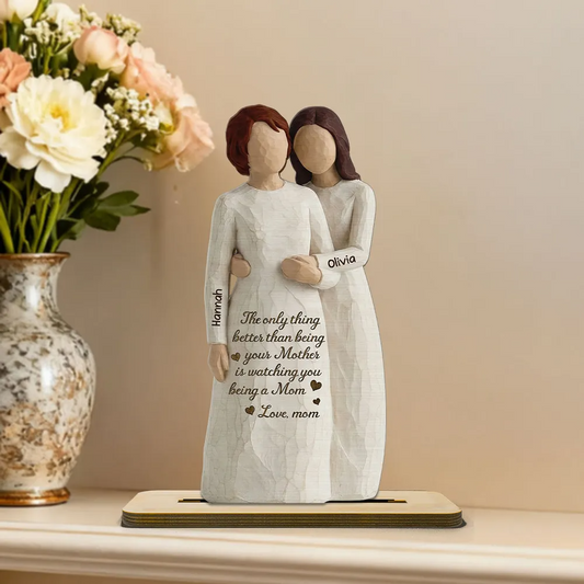 Daughter Watching You Be A Mom 2D Flat - Personalized 2-Layered Wooden Plaque - Mother's Day Gift For Daughter From Mom