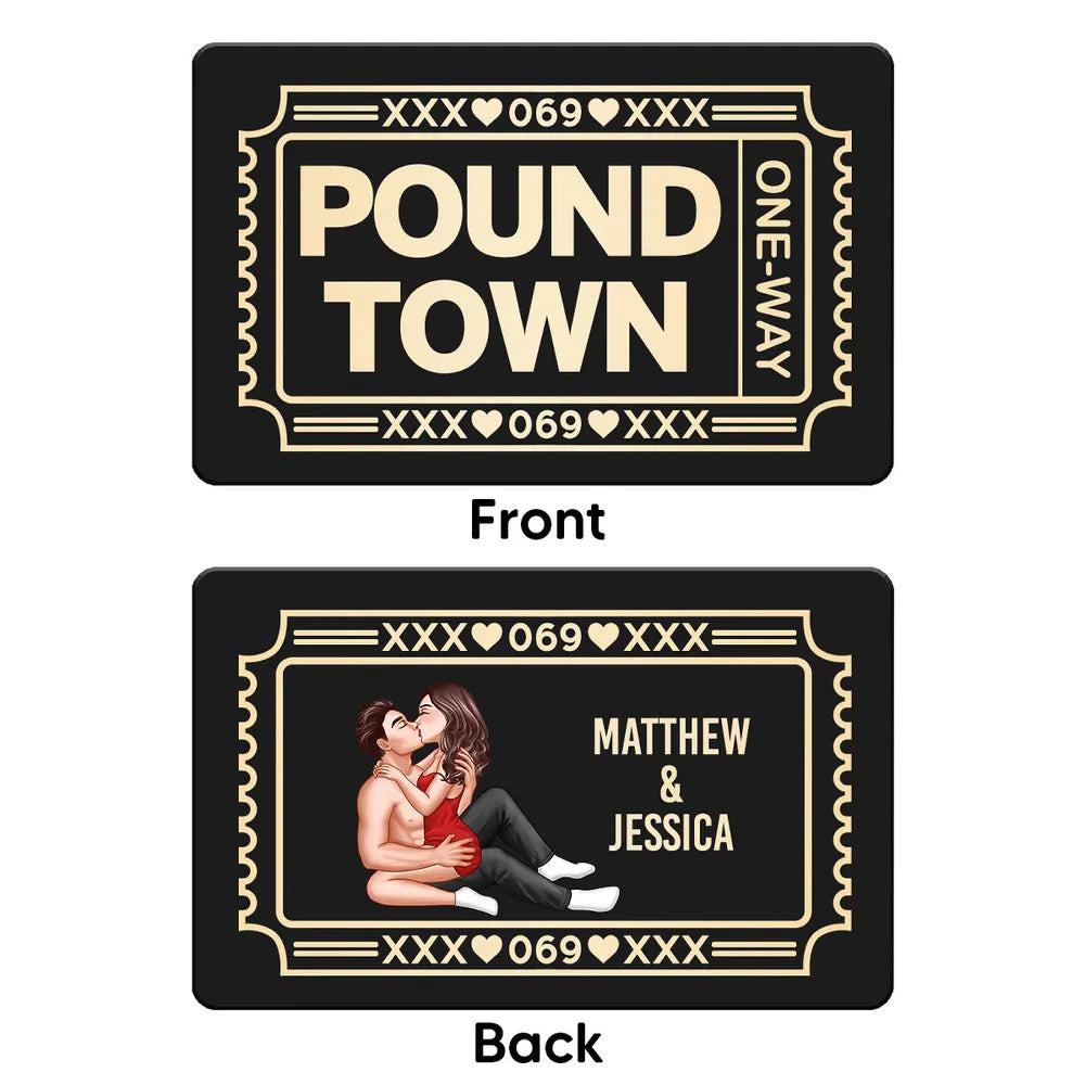 Funny Couple Pound Town Ticket - Personalized Metal Wallet Card - Gift For Him, Gift For Her