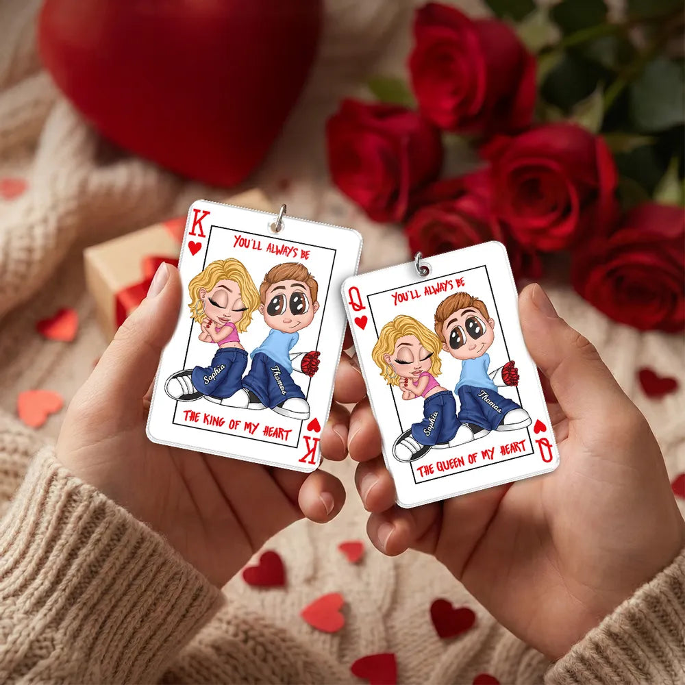 You're King/Queen Of My Heart Y2K Couple - Personalized Acrylic Keychain - Valentine's Day Gift, Anniversary Gift For Him, For Her