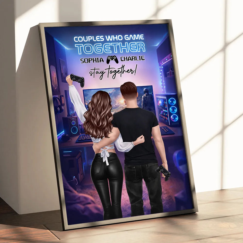 Couples Who Game Together Stay Together - Personalized Poster - Custom Gaming Gift for him, for her