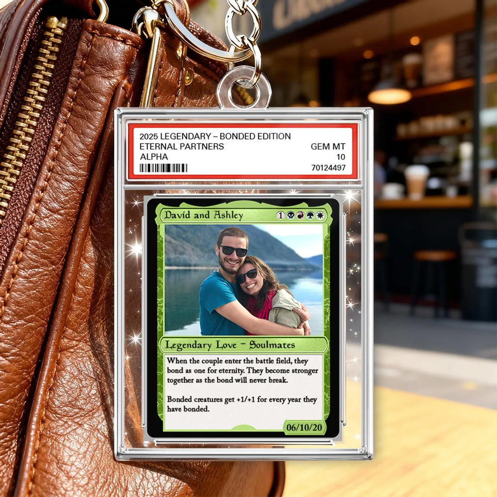 Custom Photo Fantasy Trading Card Style - Personalized Acrylic Keychain - Valentine's Day, Anniversary Gift For Him, For Her