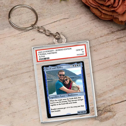 Custom Photo Fantasy Trading Card Style - Personalized Acrylic Keychain - Valentine's Day, Anniversary Gift For Him, For Her