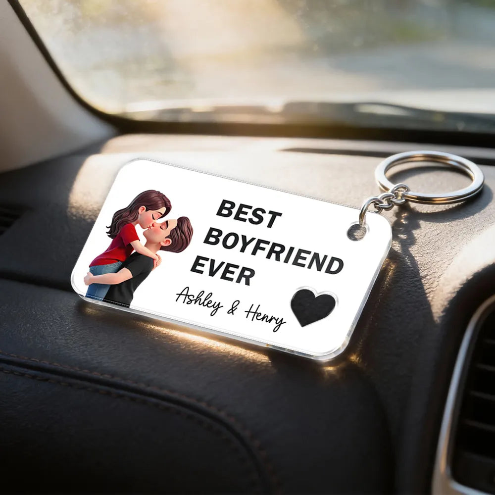 Best Wife Husband Girlfriend Boyfriend Ever Romantic Couple Hugging Kissing - Personalized Acrylic Keychain - Gift For Couple, Matching Keychain For Couple