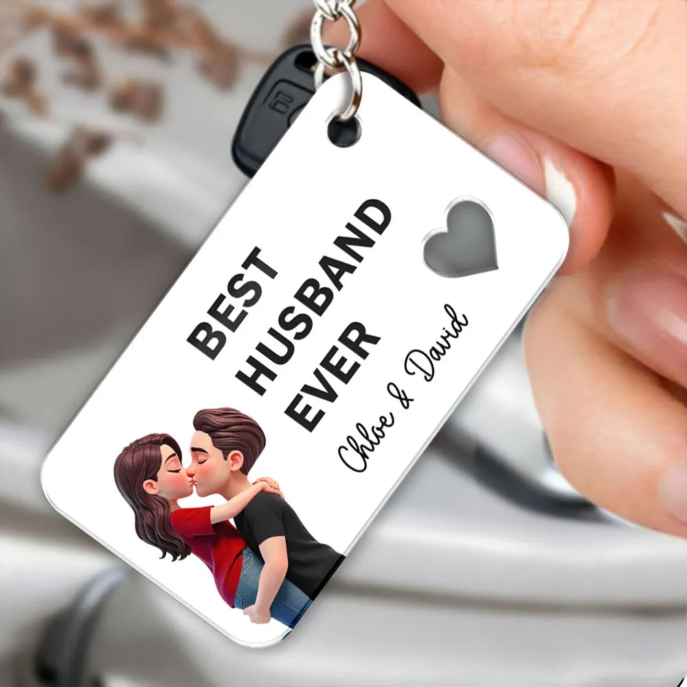 Best Wife Husband Girlfriend Boyfriend Ever Romantic Couple Hugging Kissing - Personalized Acrylic Keychain - Gift For Couple, Matching Keychain For Couple