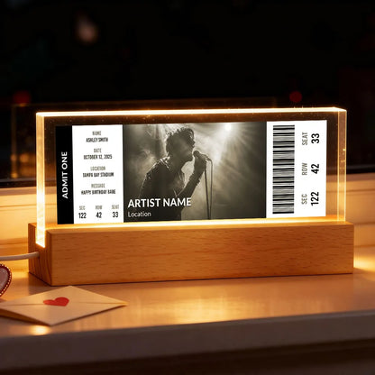 Custom Upcoming Concert Ticket - Personalized Acrylic Block LED Night Light - Surprise Valentine's Day Gift for her, for him