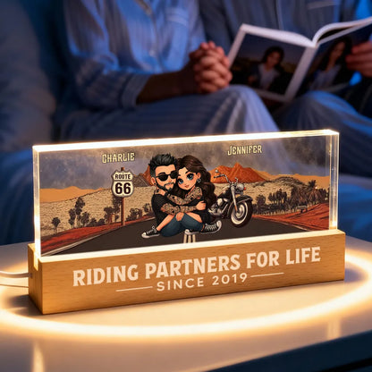 Riding Partners For Life Personalized Acrylic Block LED Night Light - Speacial Gift For Couple