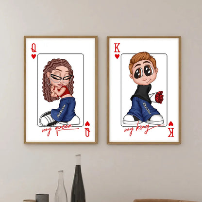 My King My Queen Y2K Couple - Personalized Poster - Valentine's Day Gift, Anniversary Gift For Him, For Her