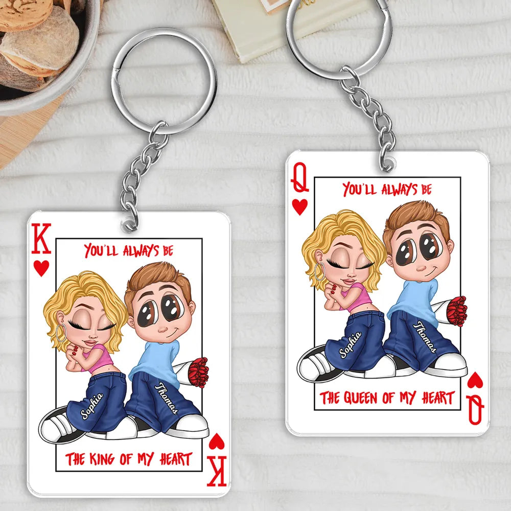 You're King/Queen Of My Heart Y2K Couple - Personalized Acrylic Keychain - Valentine's Day Gift, Anniversary Gift For Him, For Her