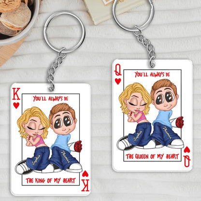 You're King/Queen Of My Heart Y2K Couple - Personalized Acrylic Keychain - Valentine's Day Gift, Anniversary Gift For Him, For Her