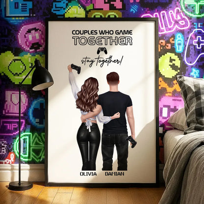 Couples Who Game Together Stay Together - Personalized Poster - Custom Gaming Gift for him, for her