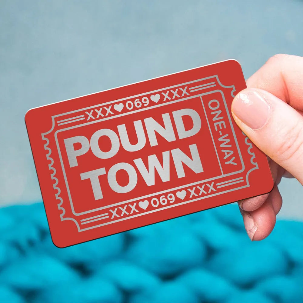 Funny Couple Pound Town Ticket - Personalized Metal Wallet Card - Gift For Him, Gift For Her