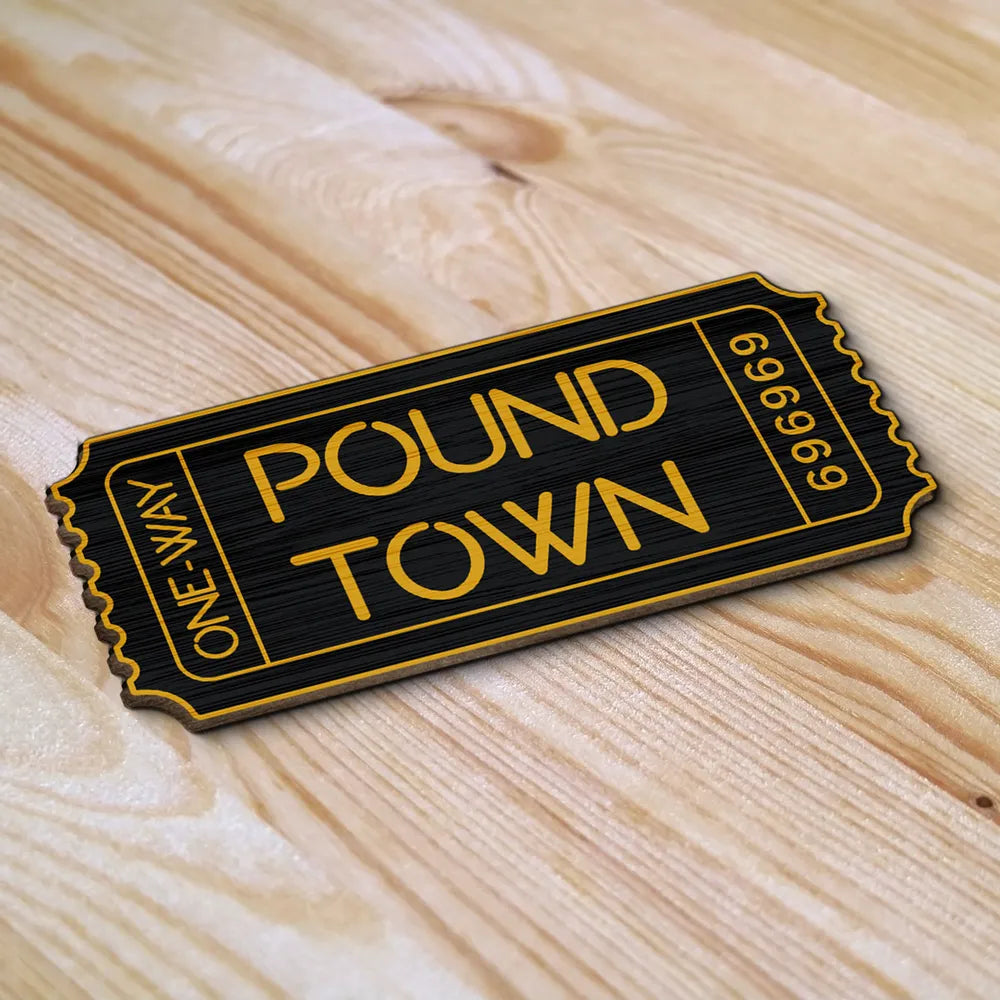 Funny Couple Pound Town Ticket - Personalized Wooden Ornament - Gift For Him, Gift For Her