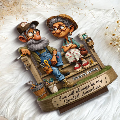 Senior Couple On Porch - Personalized 2-Layered Wooden Plaque - Anniversary, Valentine's Day Gift, Gift For Him, Gift For Her