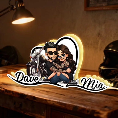 Eternal Love Biker Couple Riding Partners For Life - Personalized Light Box - Gift For Couple, Bikers, Gift For Him, For Her