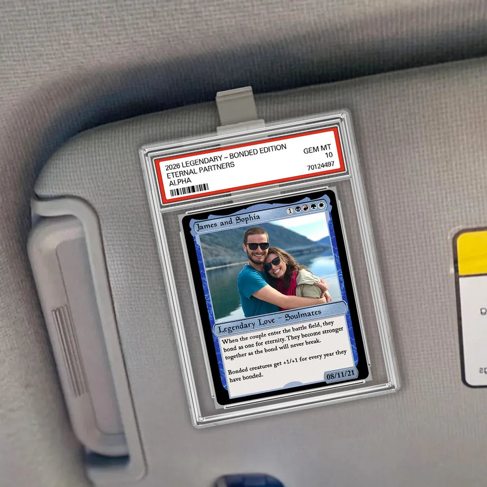 Custom Photo Fantasy Trading Card Style - Personalized Acrylic Car Visor - Valentine's Day, Anniversary Gift For Him, For Her