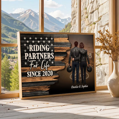 Riding Partners For Life Half Nation Flag Personalized Poster - Special Gift For Boyfriend, Girlfriend