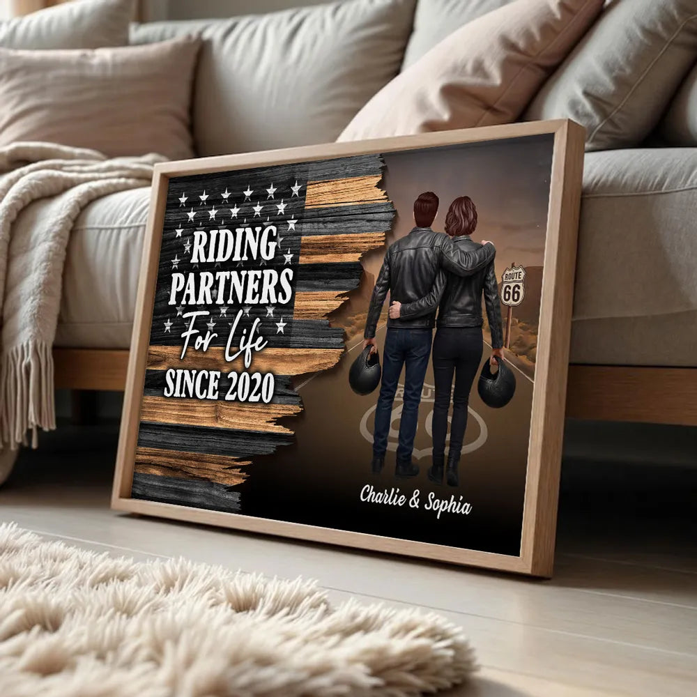 Riding Partners For Life Half Nation Flag Personalized Poster - Special Gift For Boyfriend, Girlfriend