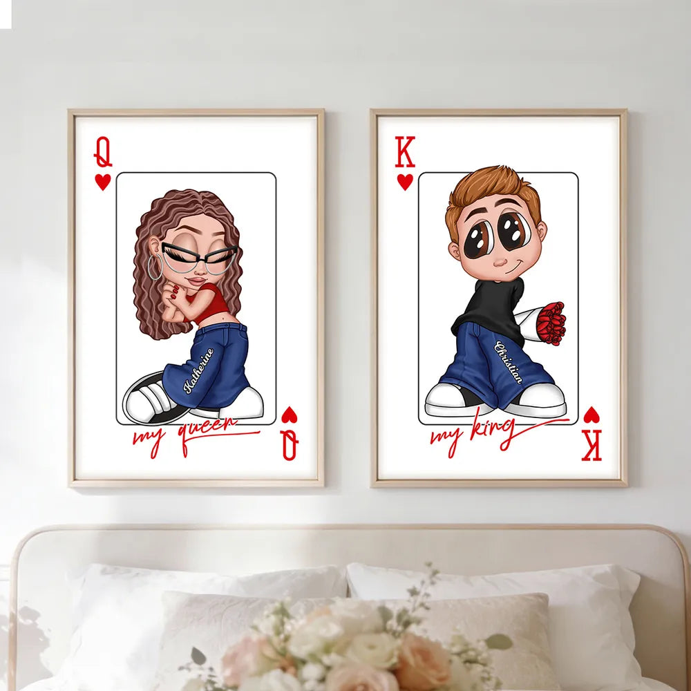 My King My Queen Y2K Couple - Personalized Poster - Valentine's Day Gift, Anniversary Gift For Him, For Her