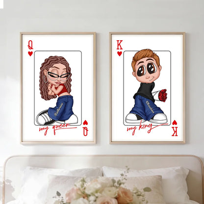 My King My Queen Y2K Couple - Personalized Poster - Valentine's Day Gift, Anniversary Gift For Him, For Her