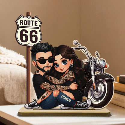 Eternal Love Biker Couple Riding Partners For Life - Personalized 2-Layer Wooden Plaque - Gift For Couple, Bikers, Gift For Him, For Her