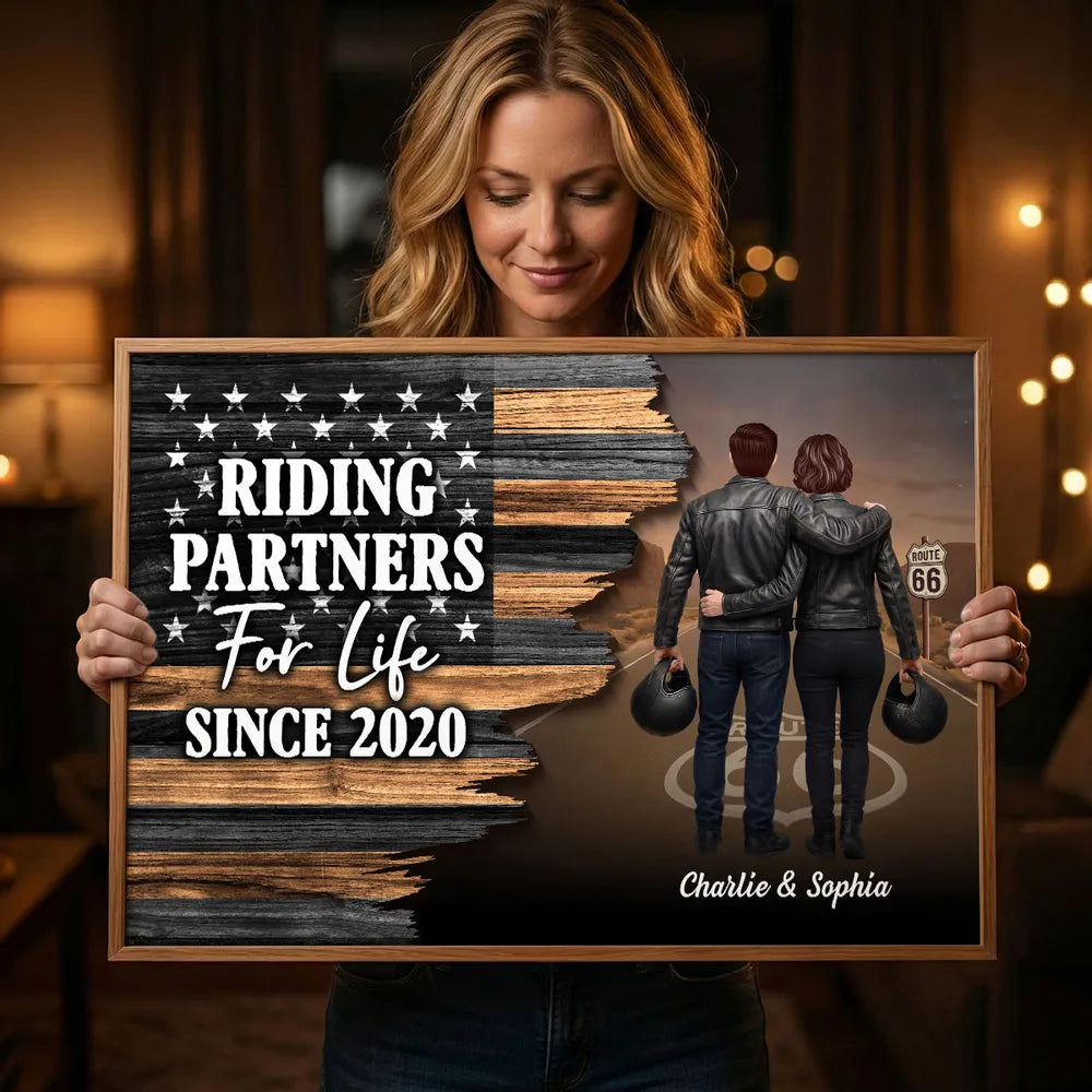 Riding Partners For Life Half Nation Flag Personalized Poster - Special Gift For Boyfriend, Girlfriend