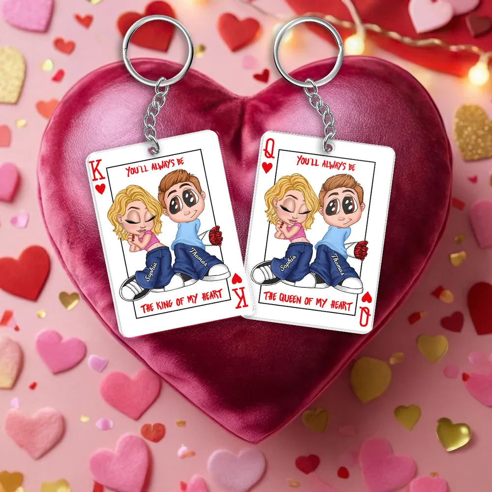 You're King/Queen Of My Heart Y2K Couple - Personalized Acrylic Keychain - Valentine's Day Gift, Anniversary Gift For Him, For Her