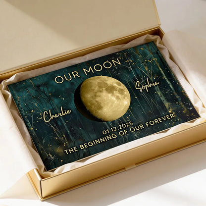 Night In The Forest Couple Custom Moon Phase Anniversary Date - Personalized Poster - Heartfelt Anniversary Gift, Valentine Gift, Wedding Gift For Couple