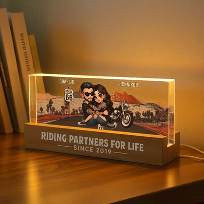 Riding Partners For Life Personalized Acrylic Block LED Night Light - Speacial Gift For Couple