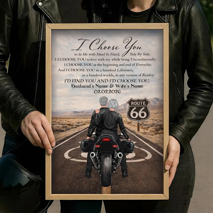 I Choose You Biker Couples Personalized Poster - Sentimental Anniversary Gift for Boyfriend, Girlfriend