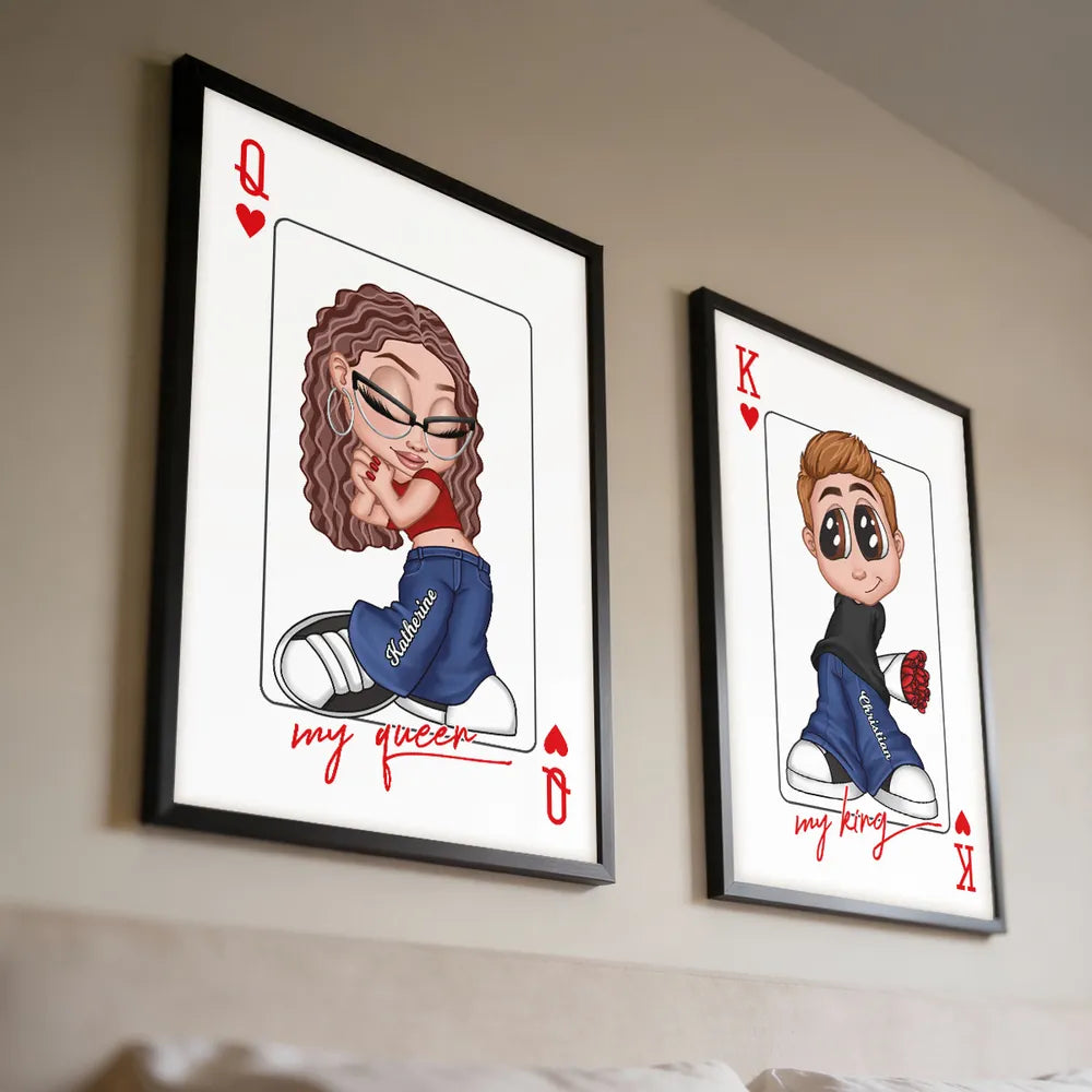 My King My Queen Y2K Couple - Personalized Poster - Valentine's Day Gift, Anniversary Gift For Him, For Her
