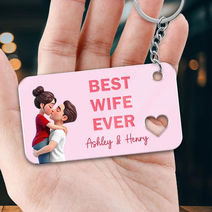 Best Wife Husband Girlfriend Boyfriend Ever Romantic Couple Hugging Kissing - Personalized Acrylic Keychain - Gift For Couple, Matching Keychain For Couple