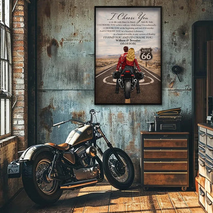 I Choose You Biker Couples Personalized Poster - Sentimental Anniversary Gift for Boyfriend, Girlfriend