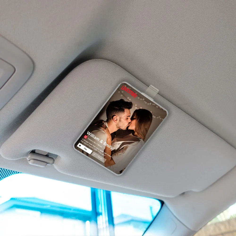 Couple Romantic Love Story - Personalized Acrylic Car Visor - Heartfelt Valentine, Anniversary Gift For Him, For Her