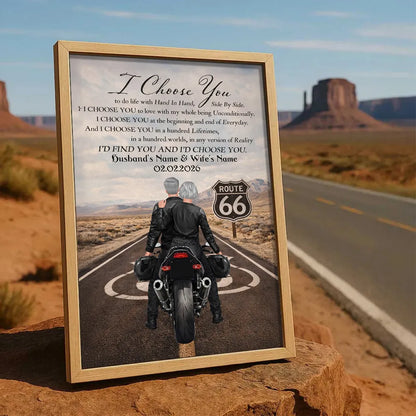 I Choose You Biker Couples Personalized Poster - Sentimental Anniversary Gift for Boyfriend, Girlfriend