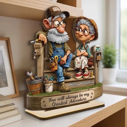Senior Couple On Porch - Personalized 2-Layered Wooden Plaque - Anniversary, Valentine's Day Gift, Gift For Him, Gift For Her