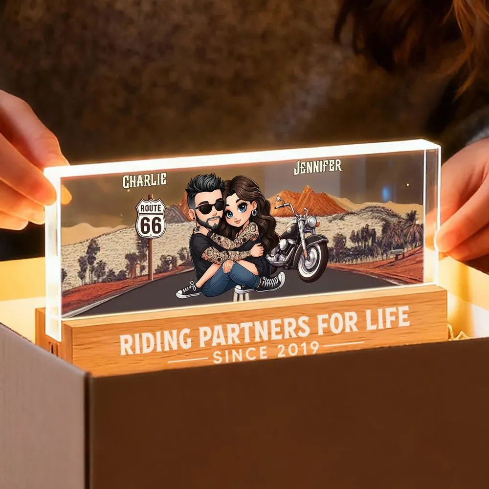 Riding Partners For Life Personalized Acrylic Block LED Night Light - Speacial Gift For Couple