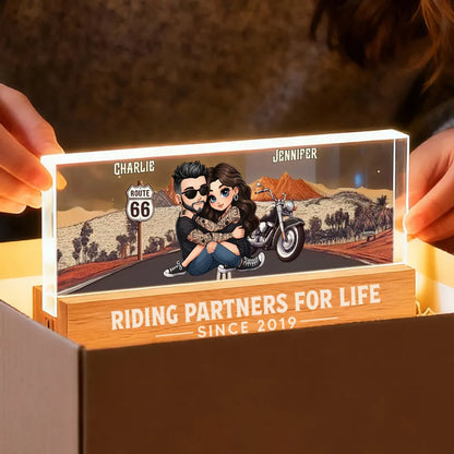Riding Partners For Life Personalized Acrylic Block LED Night Light - Speacial Gift For Couple