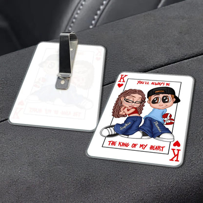 You're King/Queen Of My Heart Y2K Couple - Personalized Acrylic Car Visor - Valentine's Day Gift, Anniversary Gift For Him, For Her