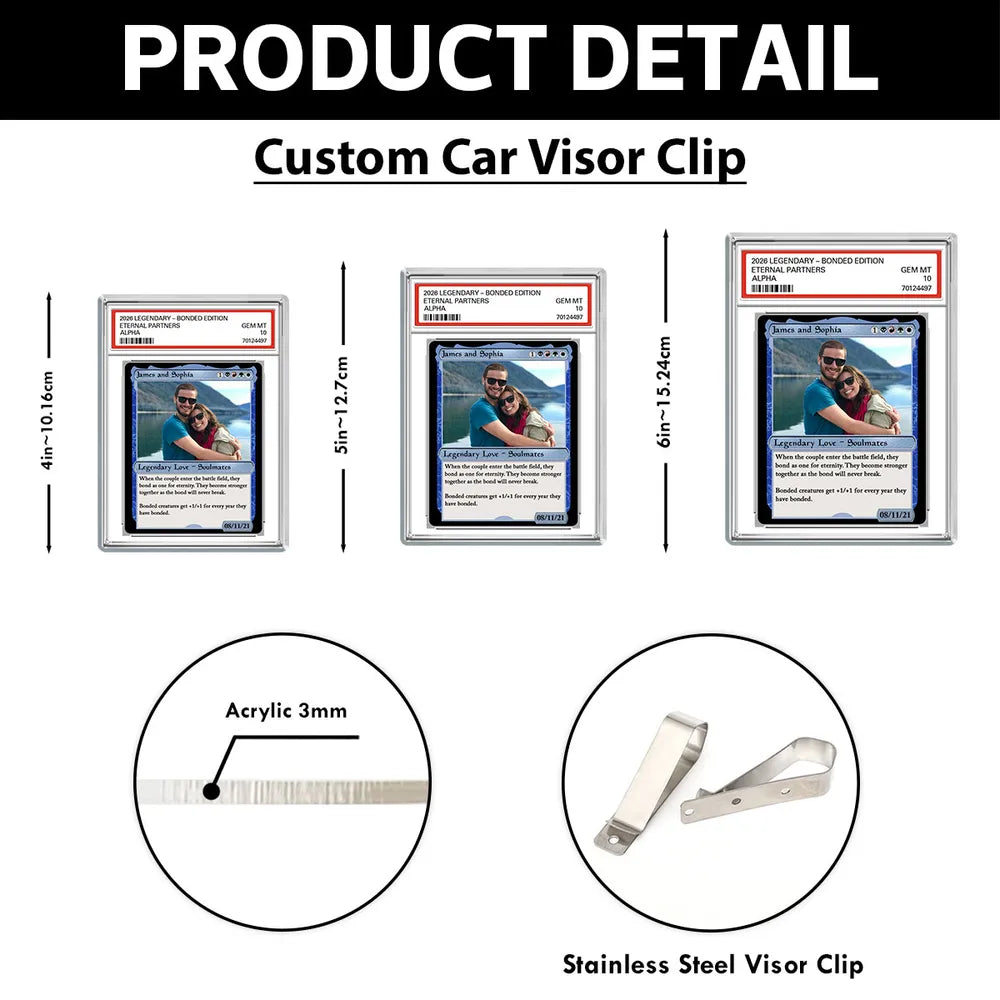 Custom Photo Fantasy Trading Card Style - Personalized Acrylic Car Visor - Valentine's Day, Anniversary Gift For Him, For Her