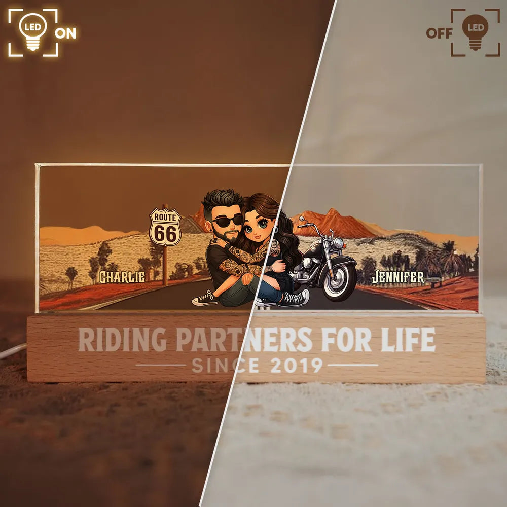 Riding Partners For Life Personalized Acrylic Block LED Night Light - Speacial Gift For Couple