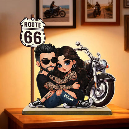Eternal Love Biker Couple Riding Partners For Life - Personalized 2-Layer Wooden Plaque - Gift For Couple, Bikers, Gift For Him, For Her