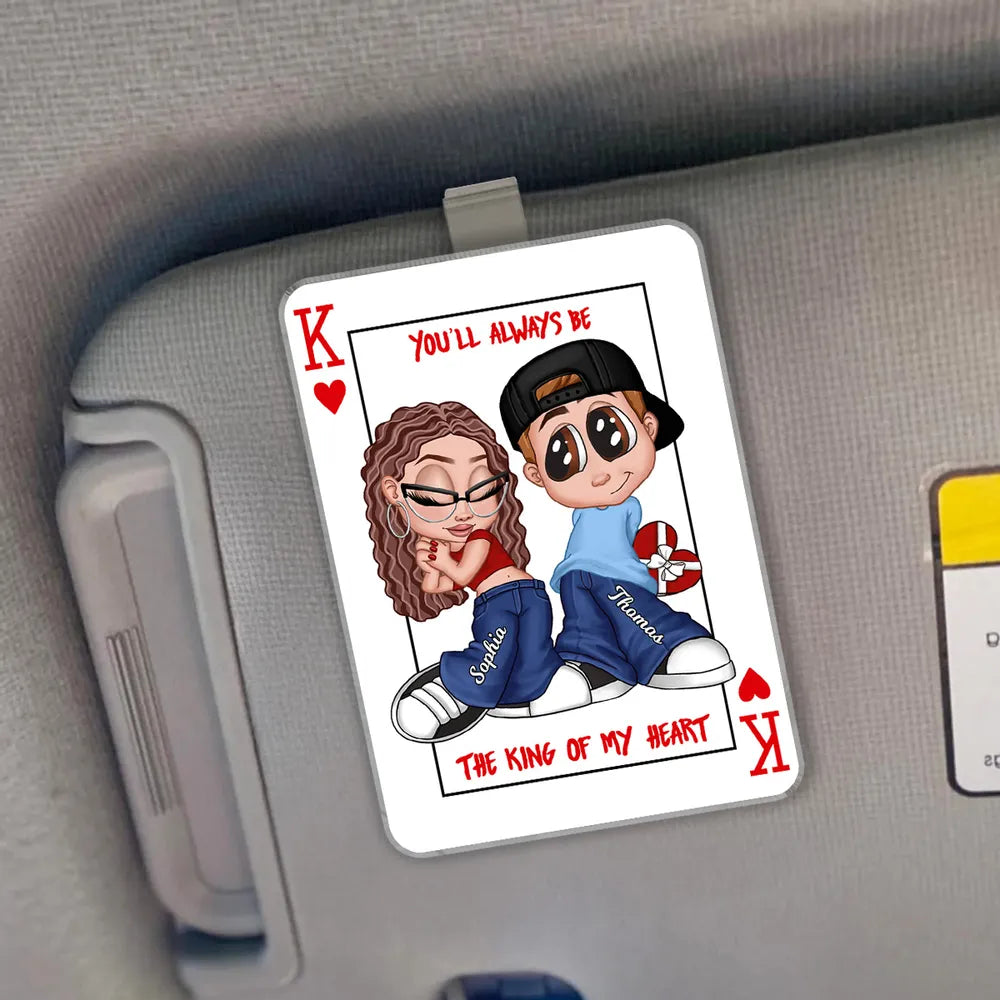 You're King/Queen Of My Heart Y2K Couple - Personalized Acrylic Car Visor - Valentine's Day Gift, Anniversary Gift For Him, For Her