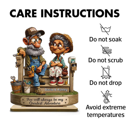 Senior Couple On Porch - Personalized 2-Layered Wooden Plaque - Anniversary, Valentine's Day Gift, Gift For Him, Gift For Her