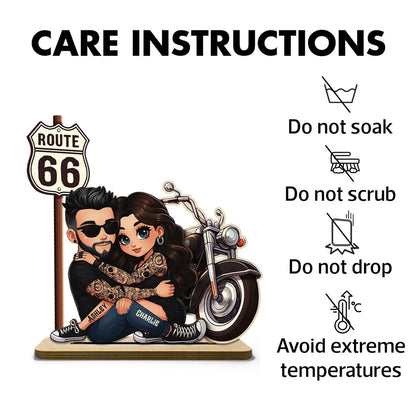 Eternal Love Biker Couple Riding Partners For Life - Personalized 2-Layer Wooden Plaque - Gift For Couple, Bikers, Gift For Him, For Her