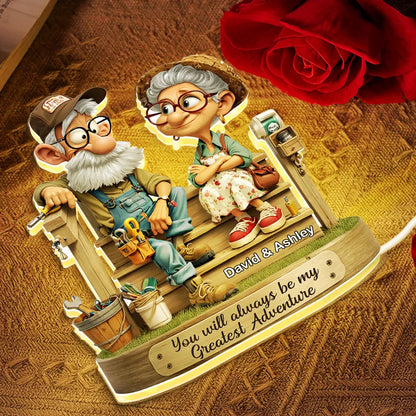 Senior Couple On Porch - Personalized Light Box - Anniversary, Valentine's Day Gift, Gift For Him, Gift For Her