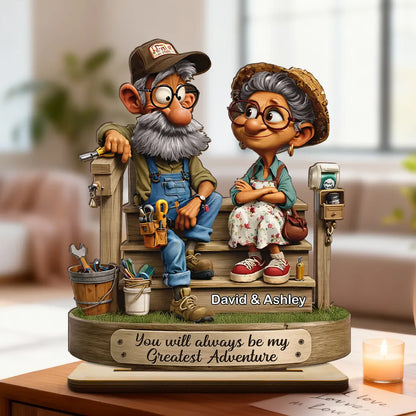 Senior Couple On Porch - Personalized 2-Layered Wooden Plaque - Anniversary, Valentine's Day Gift, Gift For Him, Gift For Her